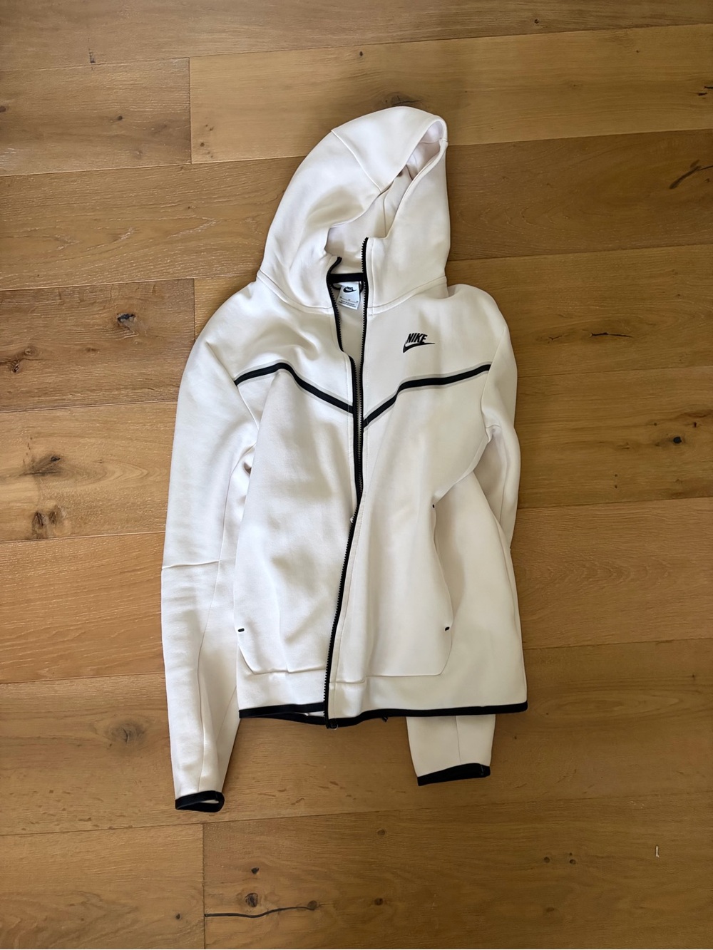 Nike Cream Hooded Zip Jacket with Black Trim